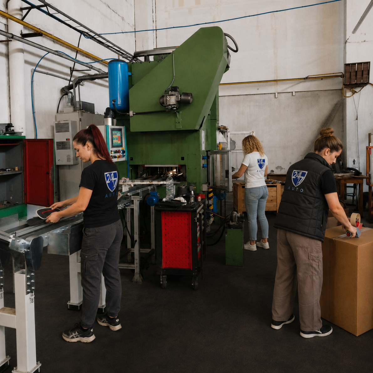 Product preparation taking place near machinery
